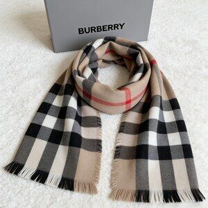 Burberry Beige Black Red Classic Check Scarf